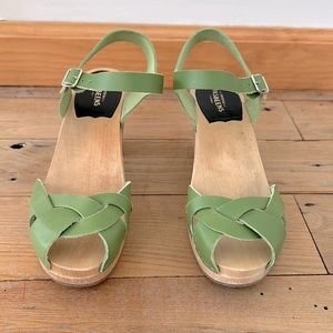 Swedish Hasbeens Mirja Light Green Clog Sandal